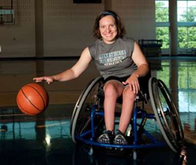 Disabled woman in wheelchair