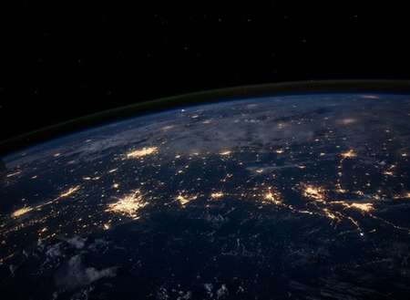 Night side of Earth with city lights